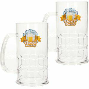 Wegwerp serviezen Bierpullen 4x kunststof 14 cm 500 ml bierglazen bier Oktoberfest/bierfeest horeca feestartikelen